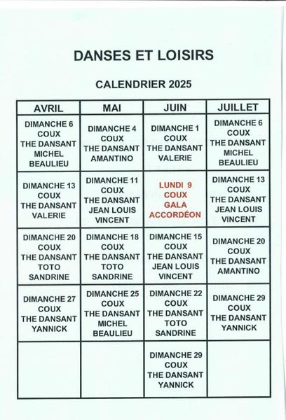 affiche du calendrier