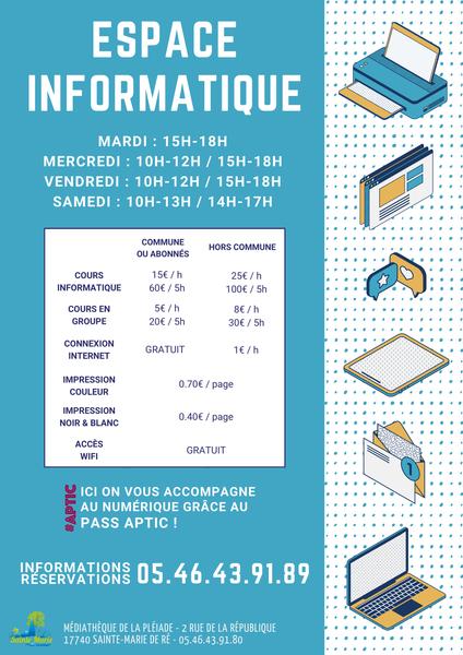 Horaires et tarifs - Espace informatique de la Médiathèque