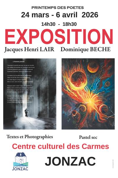 affiche Exposition Photographie, Poésie et Peintures Jacques Lair – Dominque Bèche_Jonzac